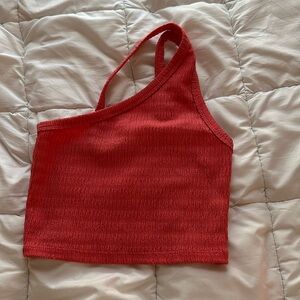 coral American Eagle one shoulder top